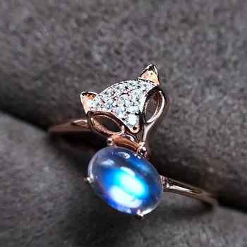 

Natural Moonstone Fox Ring S925 Sterling Silver Fine Fashion Charming Weddings Jewelry for Women Free Shipping【FS Jewelry】