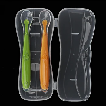 

2PCS/Set Silicone Baby Soft Soup Spoon Healthy Infant Sensing Temperature Sucker Kitchen Cooking Spoon Spoon Childre Tableware