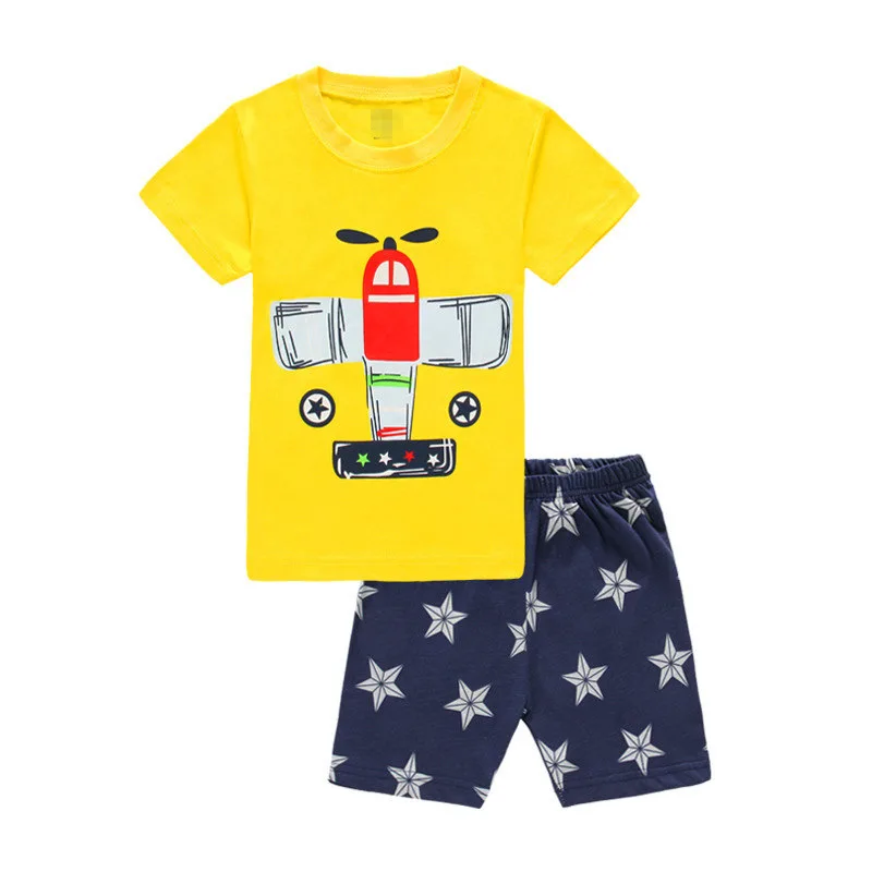 

Summer Boys Pajamas Sets Cartoon Pattern Round Neck Short Sleeve Homewear Casual Children Clothing 2-7 Y