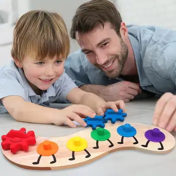 

Security Non-toxic Wooden Rotating Gear Game Novelty Children Gift Early Educational Color Cognition Developing Interesting Toys