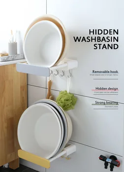 

Multifunctional Punch-free Telescopic Wall-mounted Storage Rack Shelf home kitchen Bathroom Storage Tools Accessories 2Colors