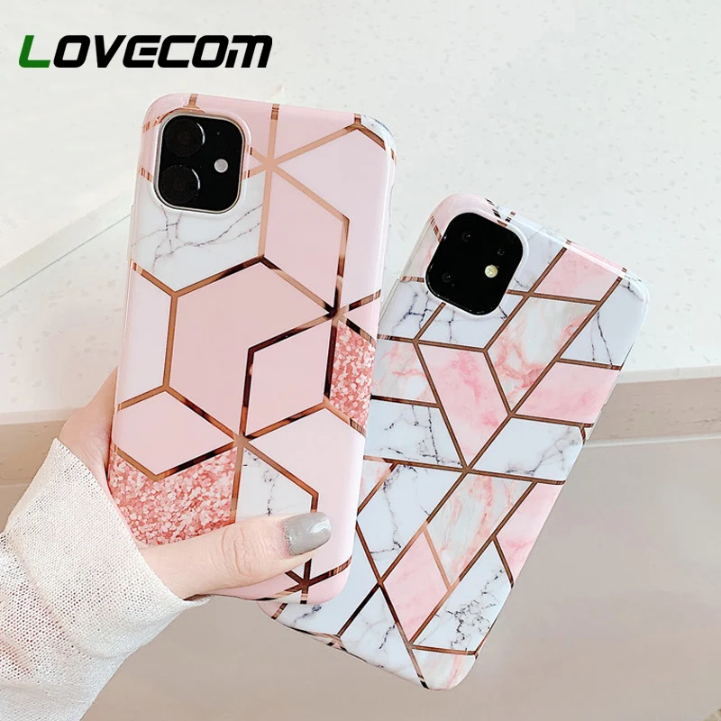 Чехол для телефона с геометрическим мрамором iPhone 11 Pro Max XR XS X 7 8 6S Plus мягкий чехол IMD