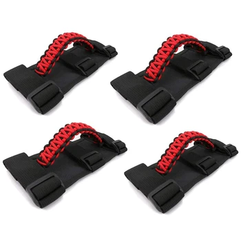 

Grab Handle Set for Jeep Wrangler Roll Bars (4 Pack), Easy-To-Fit 3 Straps Design for 1987-2020 Models Car Accessories