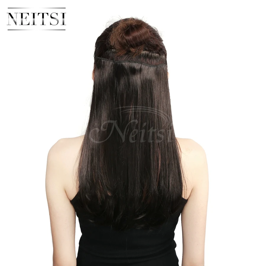 

Neitsi 14'' 8 Clips 3Pcs/set 75G Natural Synthetic Straight Clip in Hair Extensions Heat Resistant For Women Dark Brown#