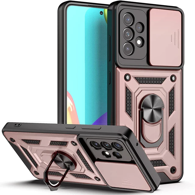 Slide Camera Lens Case for Samsung Galaxy S21 Ultra S22 Plus Note 20 Ultra S20 FE A52 A72 A12 Military Grade Bumpers Armor Cover Rose gold