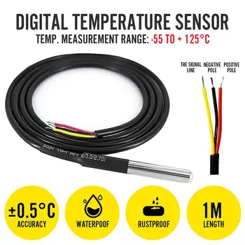 

1/2 Meters Waterproof Temperature Probe Temperature Sensor -55 ~+125 DS18B20 Cable For Arduino Sensors Active Components