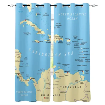 

Caribbean Political Map Window Curtains Living Room Curtain Home Decor