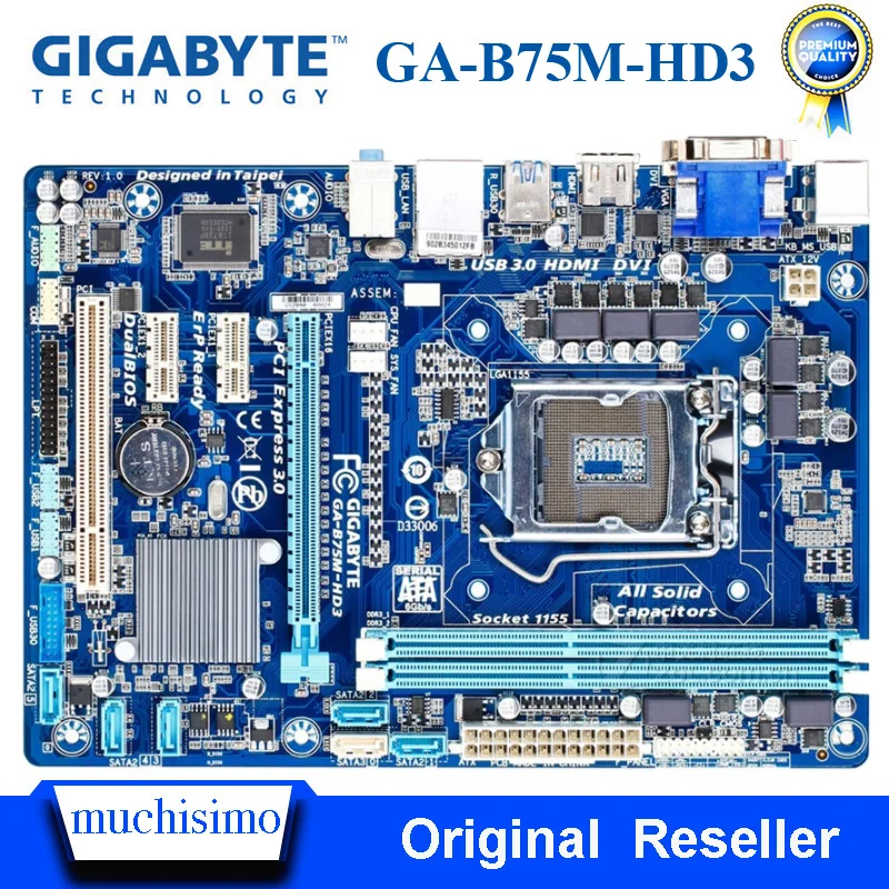 Материнская плата для настольного компьютера LGA 1155 DDR3 Gigabyte GA B75M HD3 B75 i7 i5 i3 16G SATA3 USB3.0