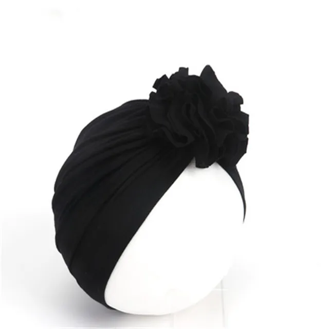 New Fashion Flower Baby Hat Newborn Elastic Baby Turban Hats for Girls 10 Colors Cotton Infant Beanie Cap black