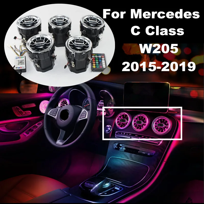 US $190.33 LED Air Outlet For Mercedes Benz C E GLC Class W205 20152020 Interior Front Console Air Condition AC Vent Outlet Turbo Style