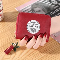 Women's Mini Wallet Coin Purse Short Zipper Cute Fashion Small 2021 New Version Graffiti Girl's Wallet Cards Holder PU Leather