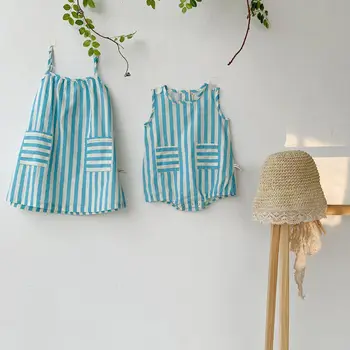 

2020 Korea Style Baby Girls Striped Romper Summer Toddler Kids Jumpsuit 0-2Years