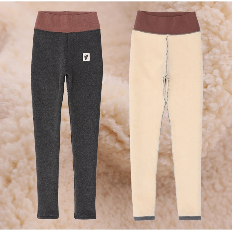 Lossky/теплые штаны; зимние обтягивающие плотные бархатные флисовые брюки с высокой талией для девочек; женские брюки из овечьей кожи; кашемировые брюки; леггинсы; 5XL