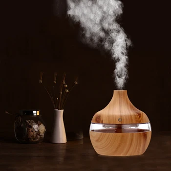 

ELOOLE Electric Humidifier Aroma Essential Oil Diffuser Ultrasonic Wood Grain Air Humidifier USB Mini Mist Maker With LED Light