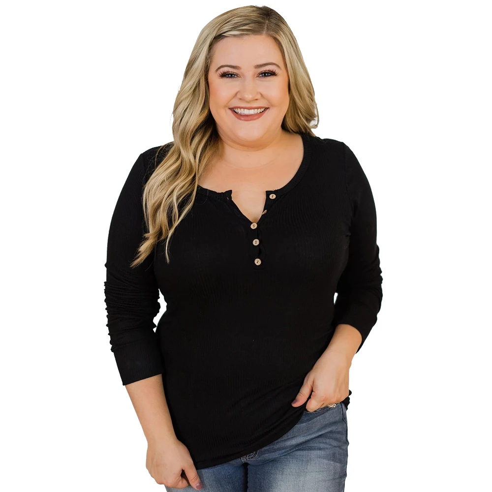 5XL размера плюс черная футболка Для женщин весна футболка с длинными рукавами, рубашки, Элегантные Slim Fit Женские топы уличная camisa feminina D30 - Цвет: Черный