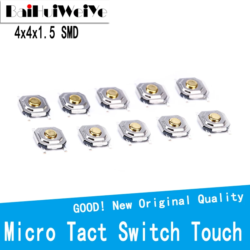 100PCS/LOT Micro Tact Switch Touch 4*4*1.5mm 4x4x1.5mm SMD Tactile Tact Push Button Micro Switch Momentary tactile push button switch