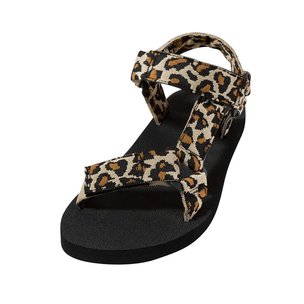 Women's Casual Leopard Printed Open Toe Flats Sandals