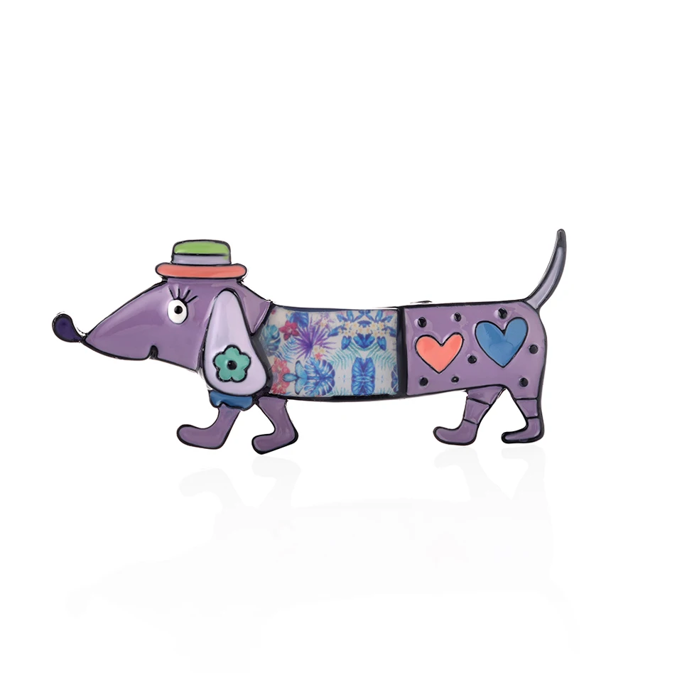 Подвески Cring Coco, красная/зеленая/фиолетовая/синяя брошь «Собака» для детей, милые таксы, эмалированные броши, джинсовые нагрудные ювелирные изделия - Окраска металла: color 3