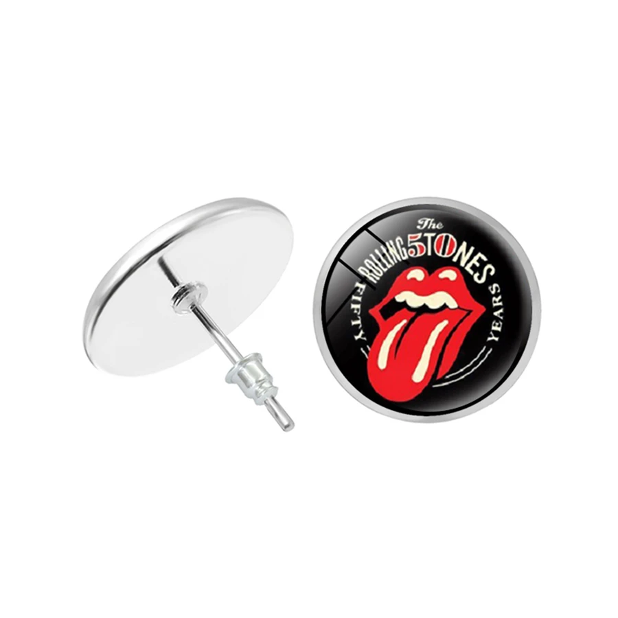 

Famous Rock Band The Rolling Stones Earrings Souvenir Collection Badges Red Tongue Mick Jagger Tinplate Earrings Jewelry Aretes