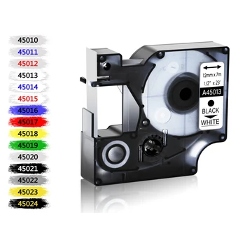 

0.47" Label Tape 12mm x 8m Compatible for Dymo 1/2" Black on White 45013 45010 45015 45016 LabelManager LabelPoint LabelWriter