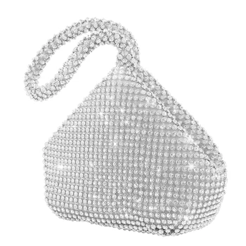 

Women Evening Silver Bag Diamond Rhinestone Clutch Crystal Day Lady Wallet Wedding Purse Party Banquet Silver