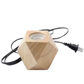 

New Modern Table Lamp E27 Wooden Table Lamp Home / Bedroom / Living Room Decoration Diamond Bedside Lamp Wooden Base US Plug
