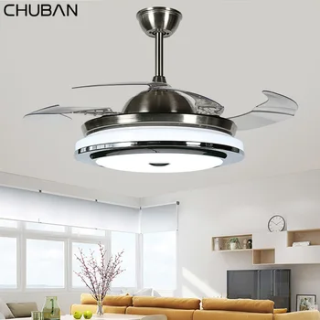 

High Quality Modern Invisible Ceiling Fan Lights Acrylic Leaf Led Ceiling Fans Wireless Control Ceiling Fan with Light 110v 220v