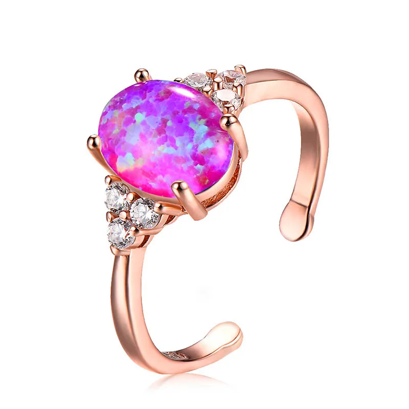 goden pink Bague Ringen кольца из стерлингового серебра 925 пробы для женщин с овальным голубым опалом, драгоценным камнем, для свадьбы, вечеринки, помолвки, серебряные ювелирные изделия - Цвет камня: goden pink