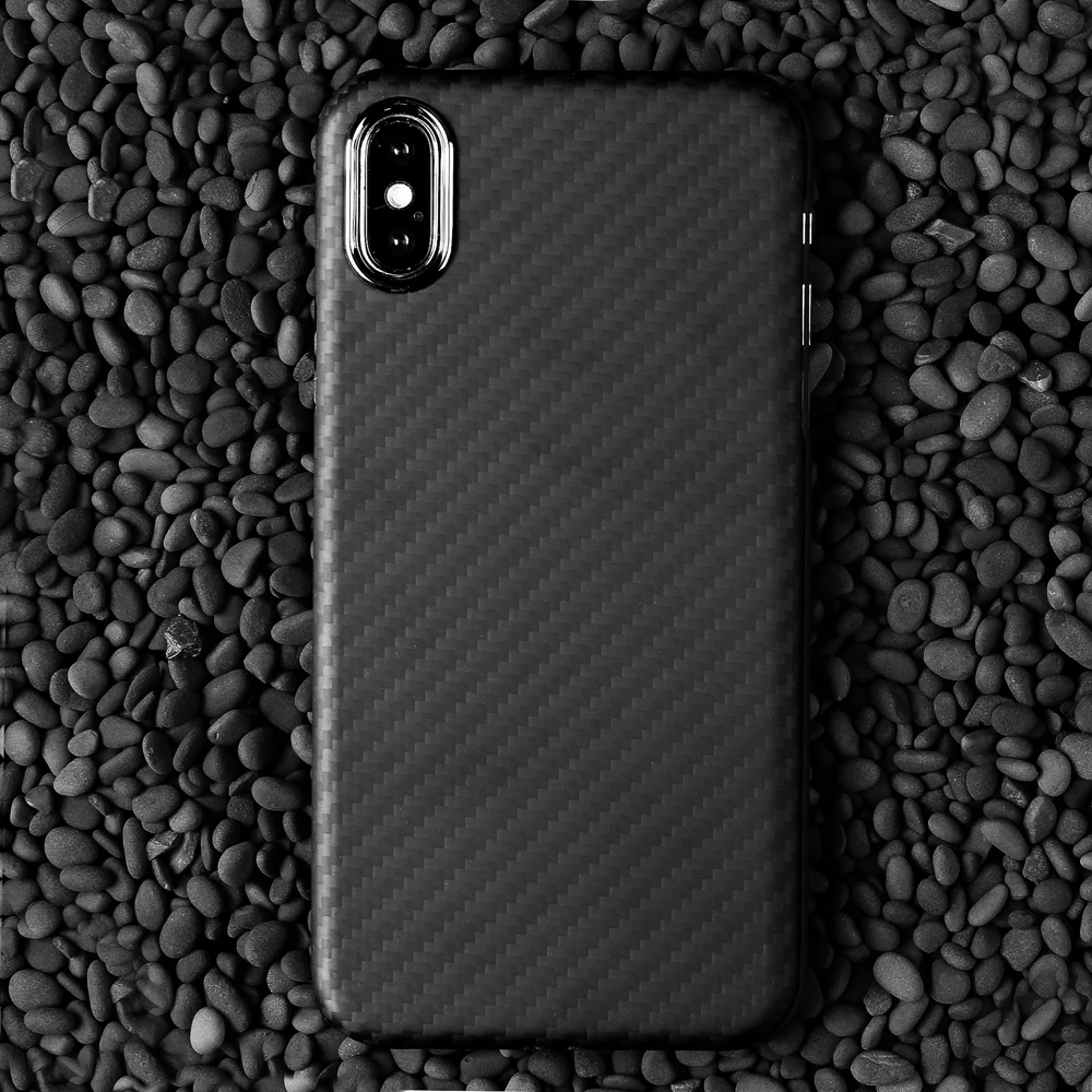 Роскошный чехол из углеродного волокна для iPhone X матовый арамидного 0 7 мм