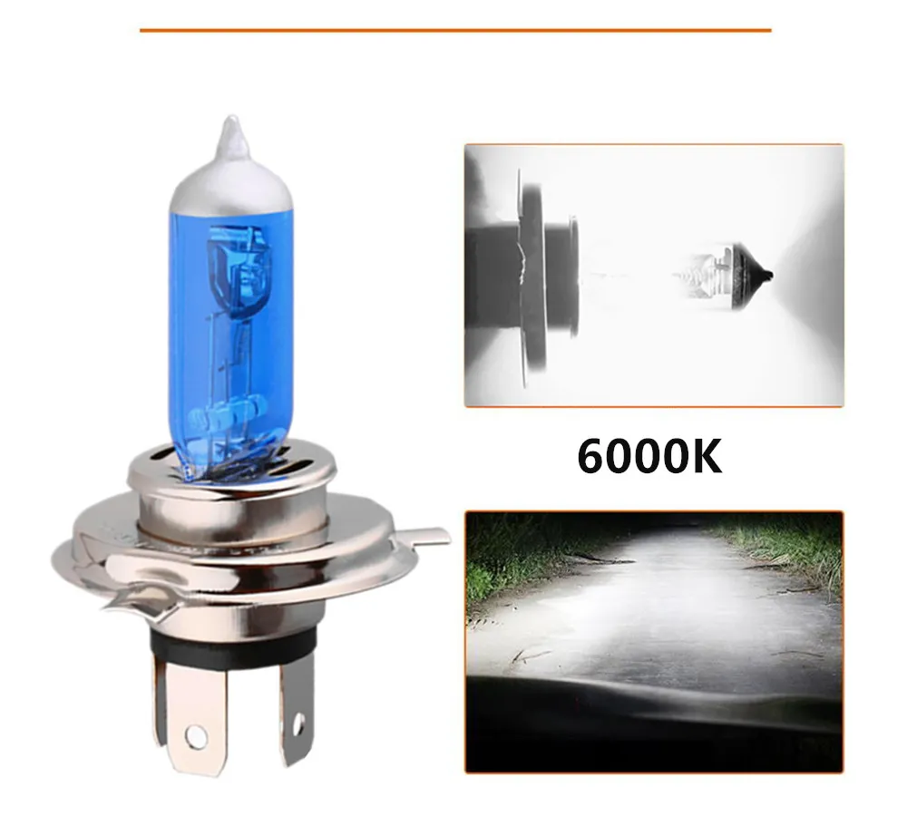 Супер белая желтая галогенная лампа H4 H7 12V 100W 3000K 4300K 6000K кварцевый стеклянный