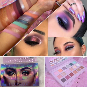 

HUDAMOJI Matte Pearlescent Eyeshadow Palette 18Color Pigment Waterproof Nude Eye Shadow Palette Eye Makeup Cosmetics TSLM1