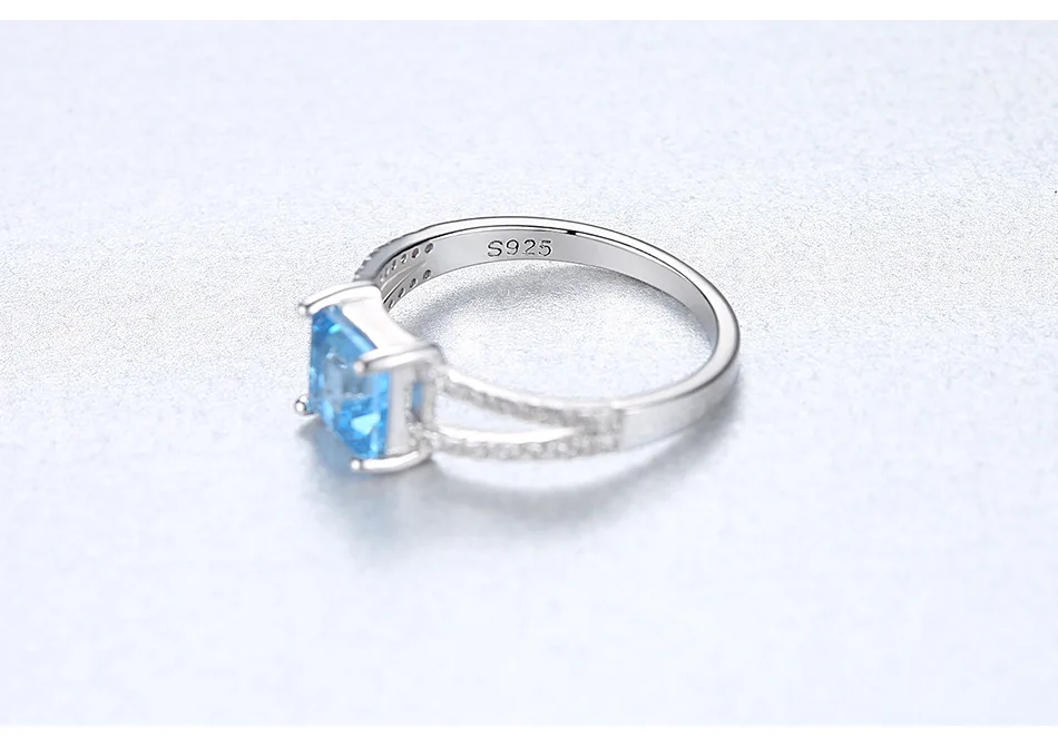Кольцо из стерлингового серебра S925 пробы, голубой топаз, драгоценный камень, модное женское кольцо, аквамарин, драгоценный камень, ювелирное изделие, подарок