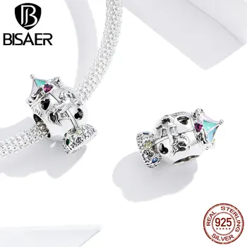 

BISAER Charms 925 Sterling Silver Carousel Toy Merry-go-round Childhood Beads Pendant fit Original Bracelets Jewelry HSC1499