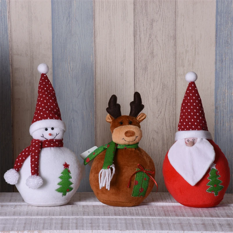 

Cartoon Christmas Doll Standing Toy Christmas Decorations for Home Navidad Figurine Santa Claus Snowman Elk Doll New Year Gift