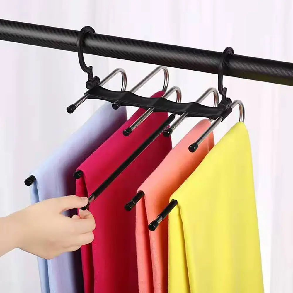 black 1 шт. портативные вешалки для одежды, вешалка для брюк, шарф, галстук из нержавеющей стали, экономия пространства, для хранения брюк, сушилка, вешалка для хранения гардероба - Цвет: black