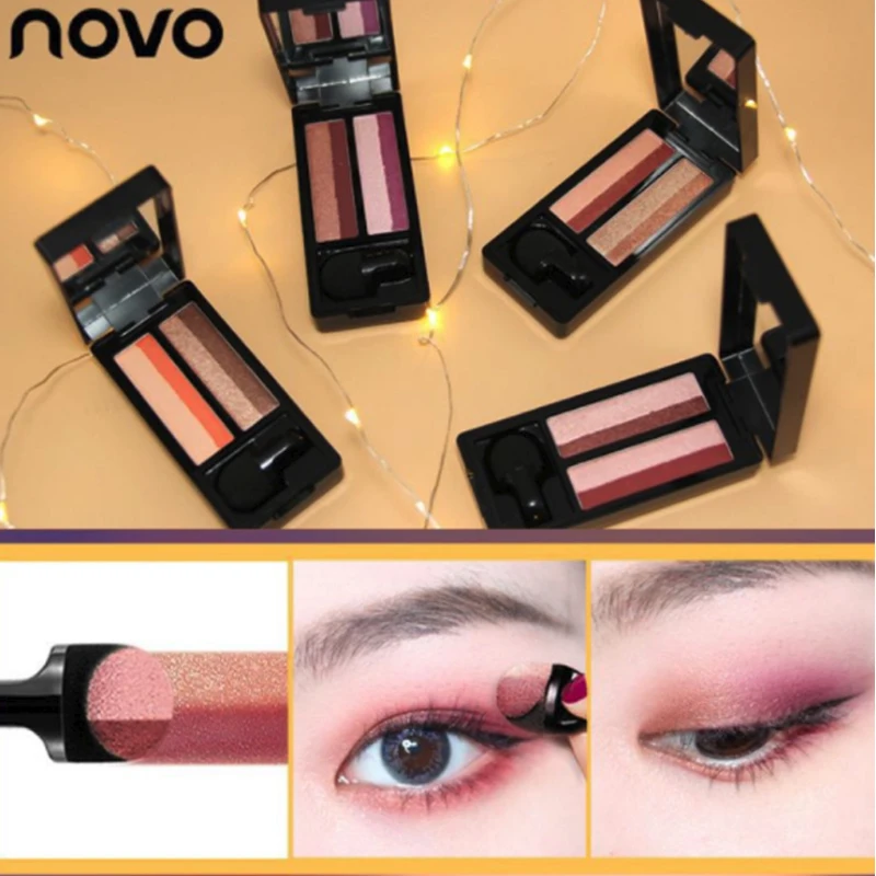 

NOVO New Double Color Shimmer Matte Eyeshadow Palette Brighten Eye Makeup Waterproof Pigment Lazy Eye Shadow Cosmetics Beauty
