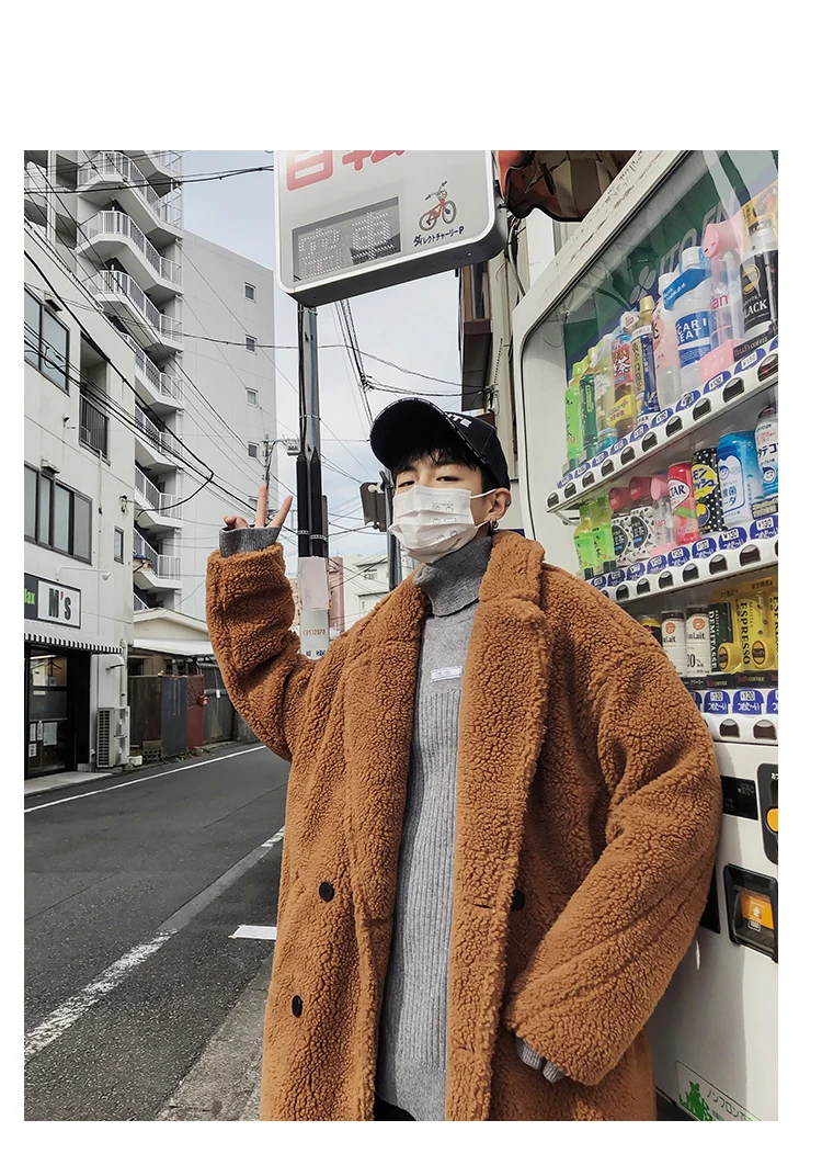 YASUGUOJI корейская мода двубортный Для мужчин пальто утепленная длинная теплая зимняя флисовая куртка пальто Для мужчин s пальто Manteau Pour Homme