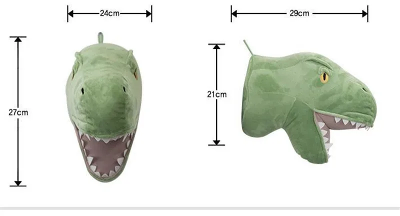 Triceratops Dragon Green Dinosaur Unicorns Animals Head Wall Mount Hanging Stuff Plush Toys (8)