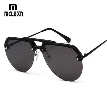 

NEW Fashion Semi Rimless Pilot Red Sunglasses Women Luxury Oversized Sun Glasses for Men Twin Beam Vintage Retro Sunglass UV400