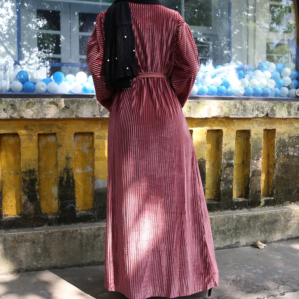 Розовый бархатный кардиган abaya, Дубай, турецкий хиджаб, мусульманское платье, женская одежда из Саудовской Аравии, кафтаны, кимоно Terciopelo Mujer