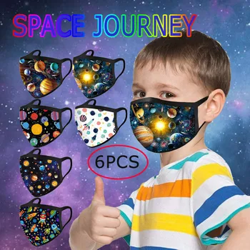 

6PCS Children Reusable Facial Mask Washable Windproof Face Mask Face Shield Cloth Face Mask Breathable masques Cubrebocas