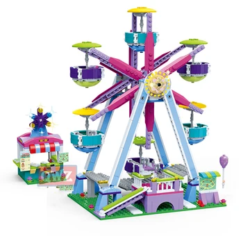 

NEW Friends Series Amusement Park Ferris Wheel Model Building Blocks Bricks Playgame Toys For Children Girls Toy Gifts