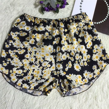 

Summer Women's Casual Shorts Mid Waist Fashion Printed Bottoms Elastic Sleepwear Pants 5 Color