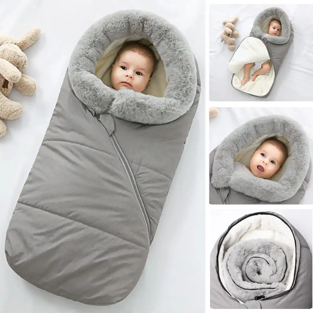 Bebe Sac De Couchage Bebe Hiver Calin Avec Col En Fourrure Epaissir Chaud Infantile Sacs De Nuit Impermeable Coupe Vent 90 46cm Pour 6 36 Mois Aliexpress