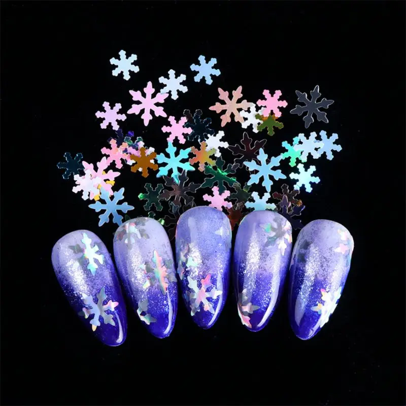 12 ячеек Дизайн ногтей украшения голографические блестки конфетти в форме снежинок блеск хлопья T4MB
