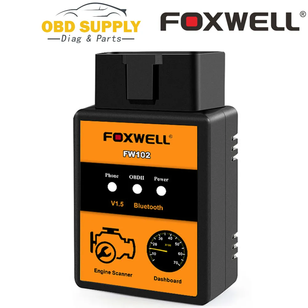 Kod samochodu czytnik FOXWELL FW102 V1.5 ELM327 OBD2 adapter bluetooth OBDII diagnostyczne narzędzie skanujące V 1.5 25K80 Kod samochodu czytnik FOXWELL FW102 V1.5 ELM327 OBD2 adapter bluetooth OBDII diagnostyczne narzędzie skanujące V 1.5 25K80