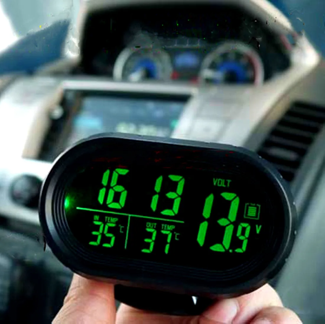

Multi-function Car Thermometer 3 in 1 Auto Digital Car Thermometer Automobile Clock LED Electronic Clock Voltmeter Voltage Teste
