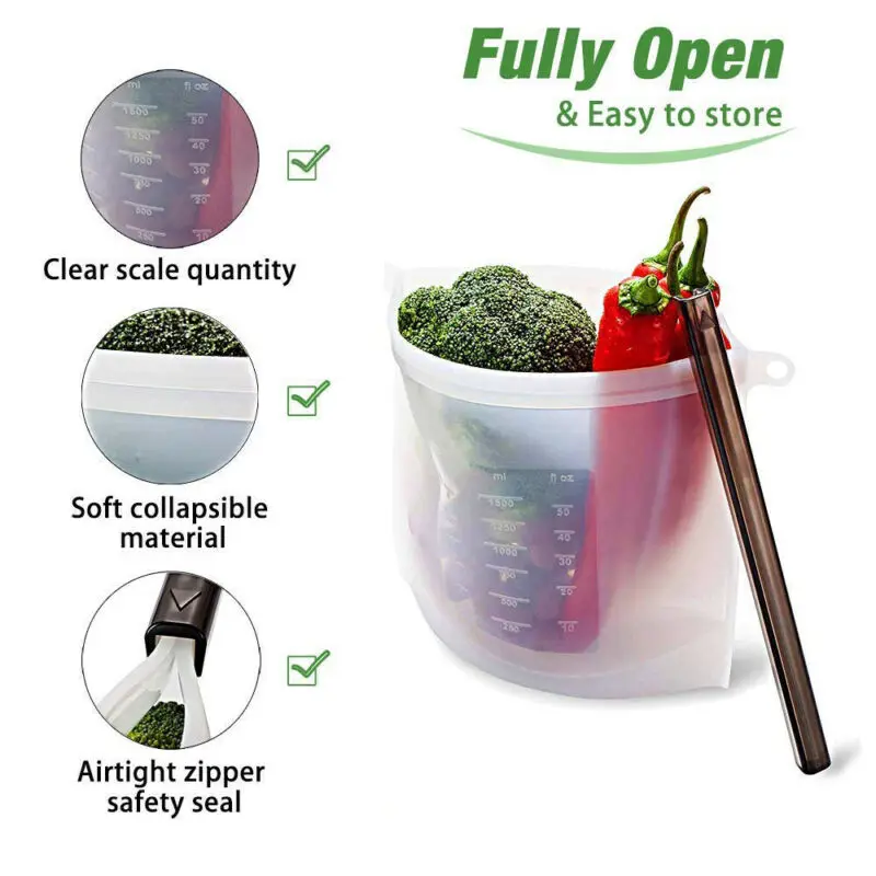 

Brand New 1.5L Reusable Zip lock Vacuum Storage Bag Silicone Food Freezer Fresh Preservation High Capacity