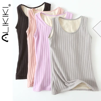 

Women Thick Velvet Thermal Underwear Vest Sexy Warm Camisole Slim Winter Warm Pajamas Tank Tops Bottoming Shirt
