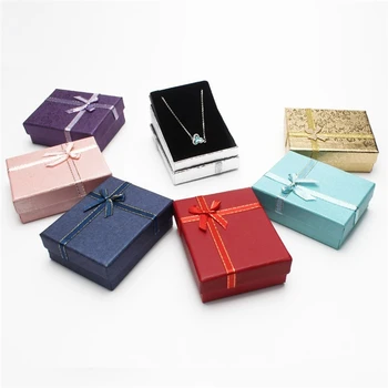 

OPPOHERE Shiny Jewelry Box Necklaces Earrings Bracelets Container Case 9*7*3cm Classic Bowknot Gift Packing Storage Box